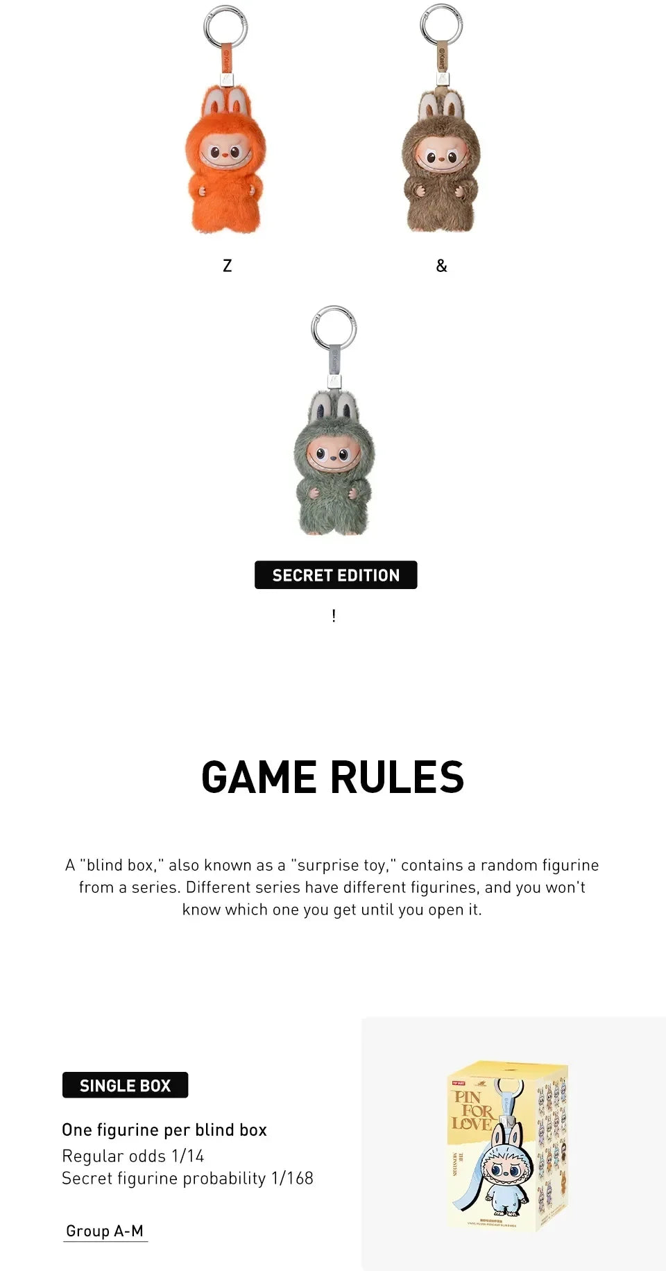 Original POP MART LABUBU Pin For Love Blind Box & Figures